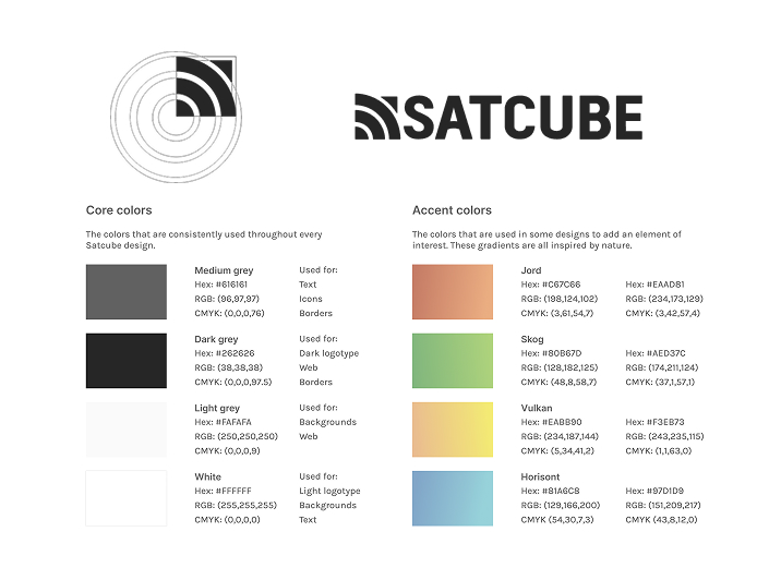 Satcube logotype and brand colours