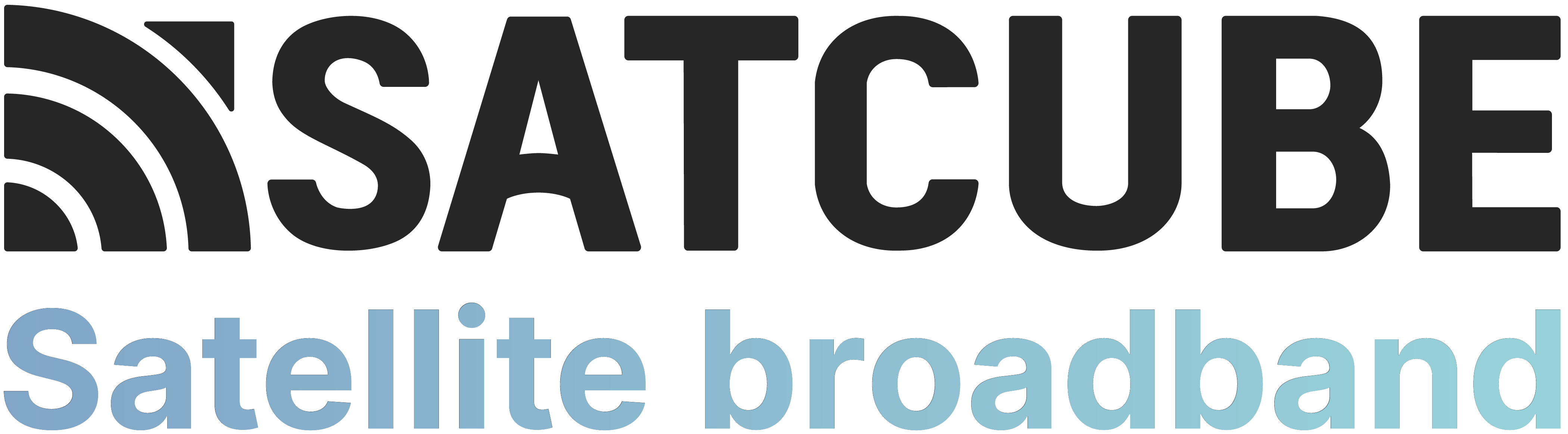 Satcube logotype with Satellite broadband tagline